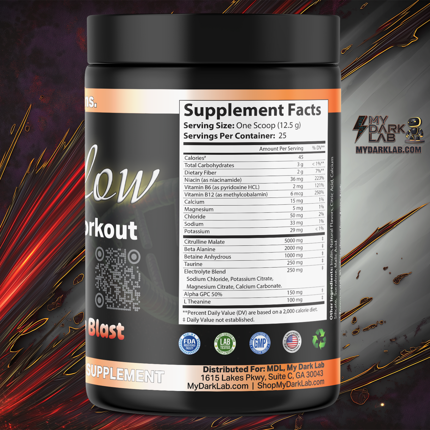 MDL PumpFlow™ — Non-Stim Pre-Workout — Cherry Blast (13 oz)