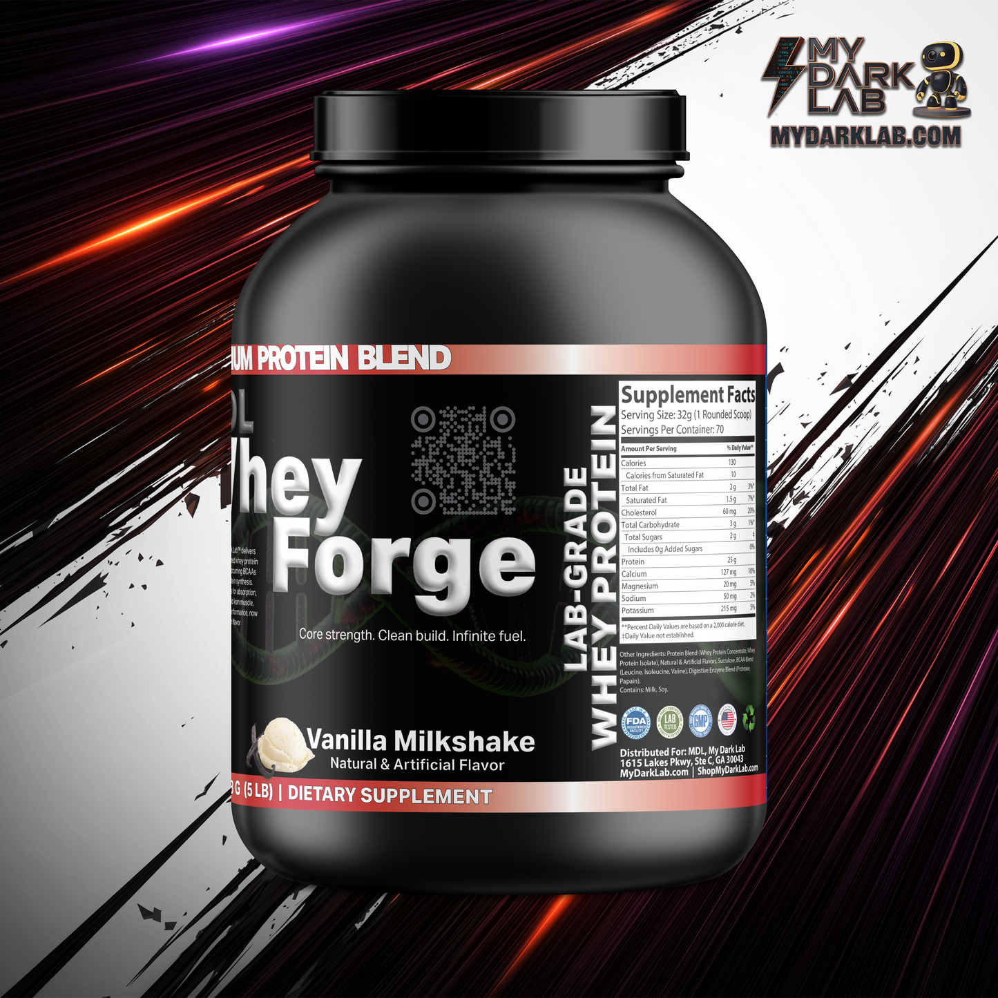 MDL WheyForge™ — Vanilla Milkshake (5 lb / 70 Servings)
