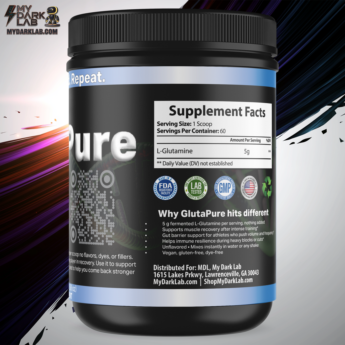 MDL GlutaPure™ — Fermented L-Glutamine (60 Servings)