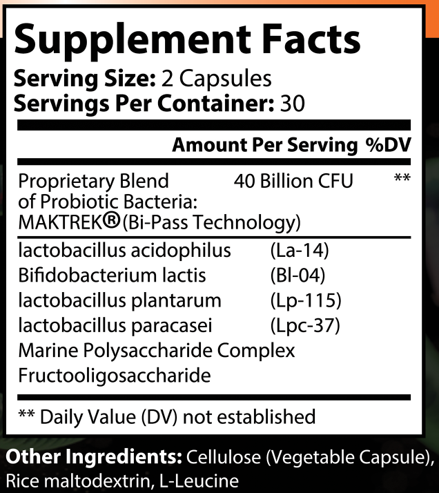 MDL Probiotic — 40 Billion CFU (MAKTREK) — 60 Capsules