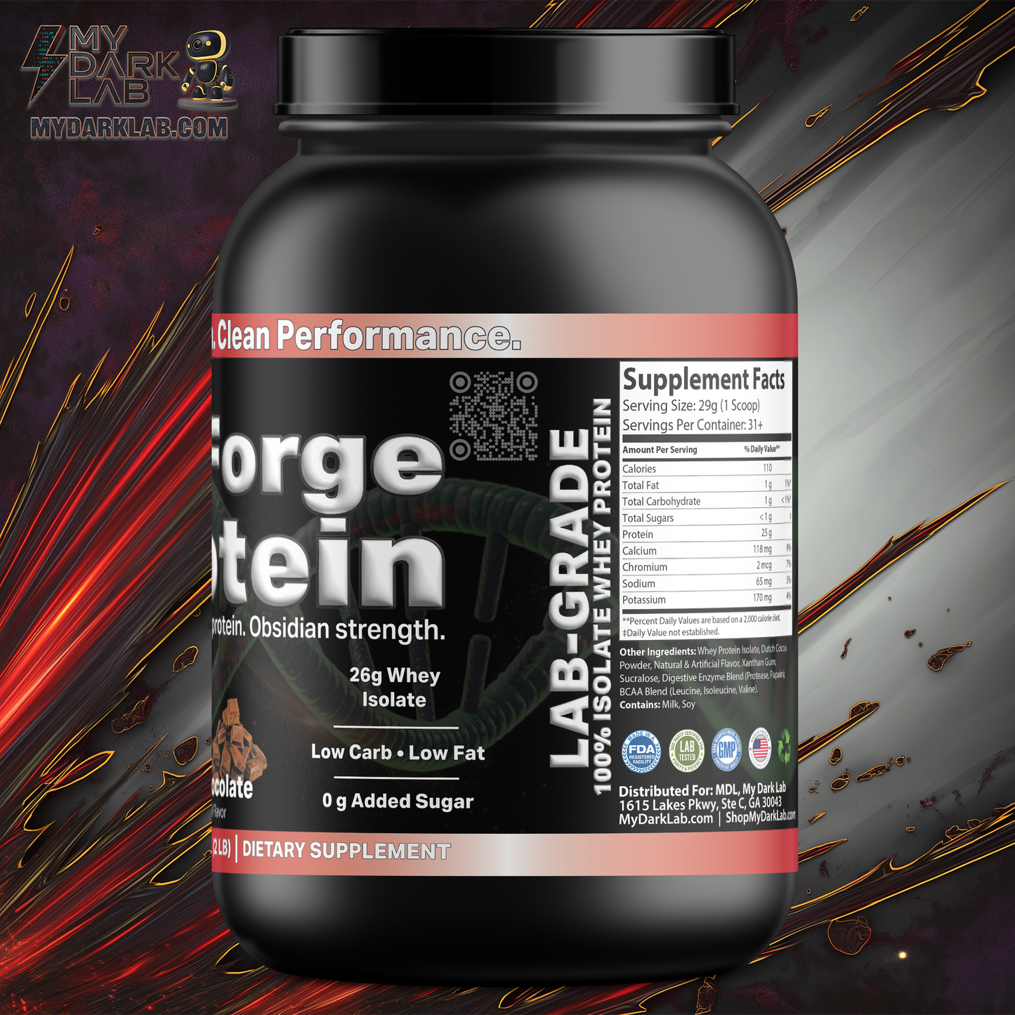 MDL IsoForge™ — Obsidian Chocolate (2 lb / 100% Whey Isolate / 31+ Servings)