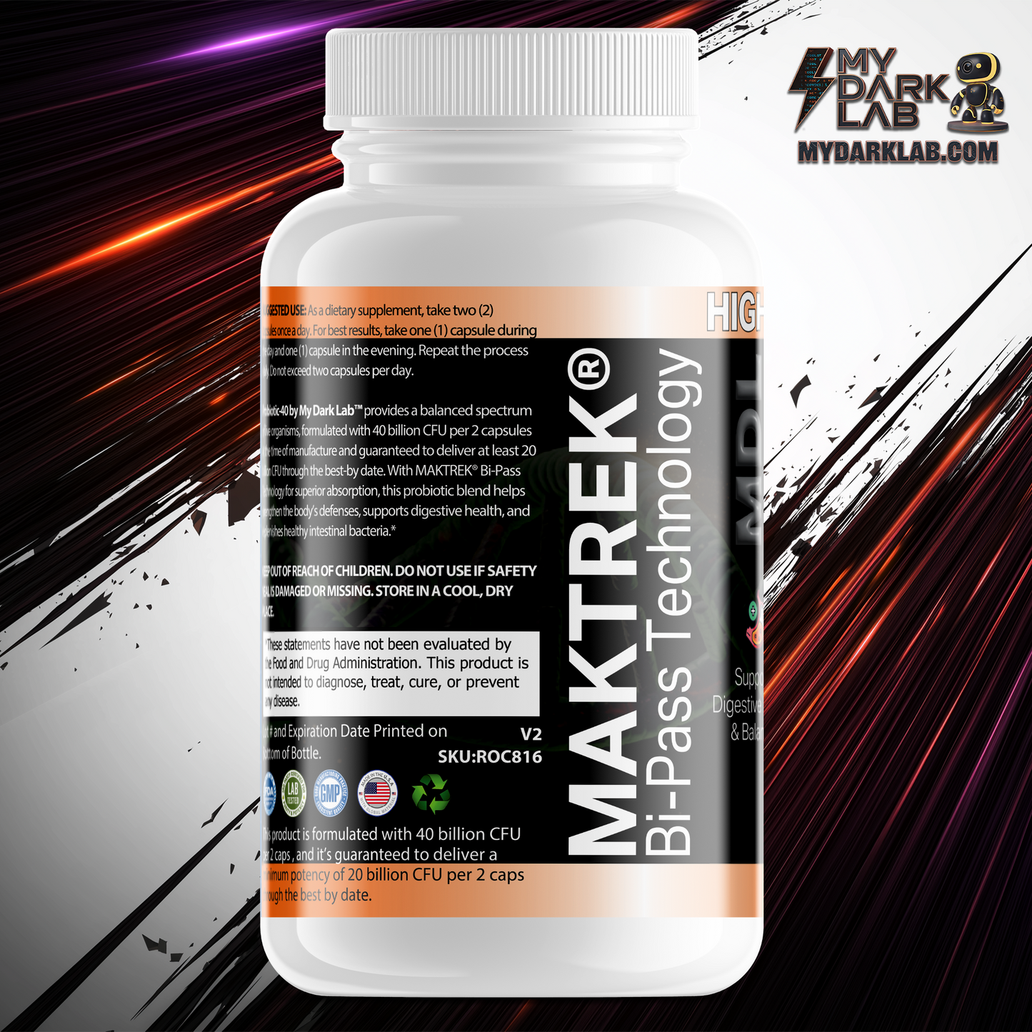 MDL Probiotic — 40 Billion CFU (MAKTREK) — 60 Capsules